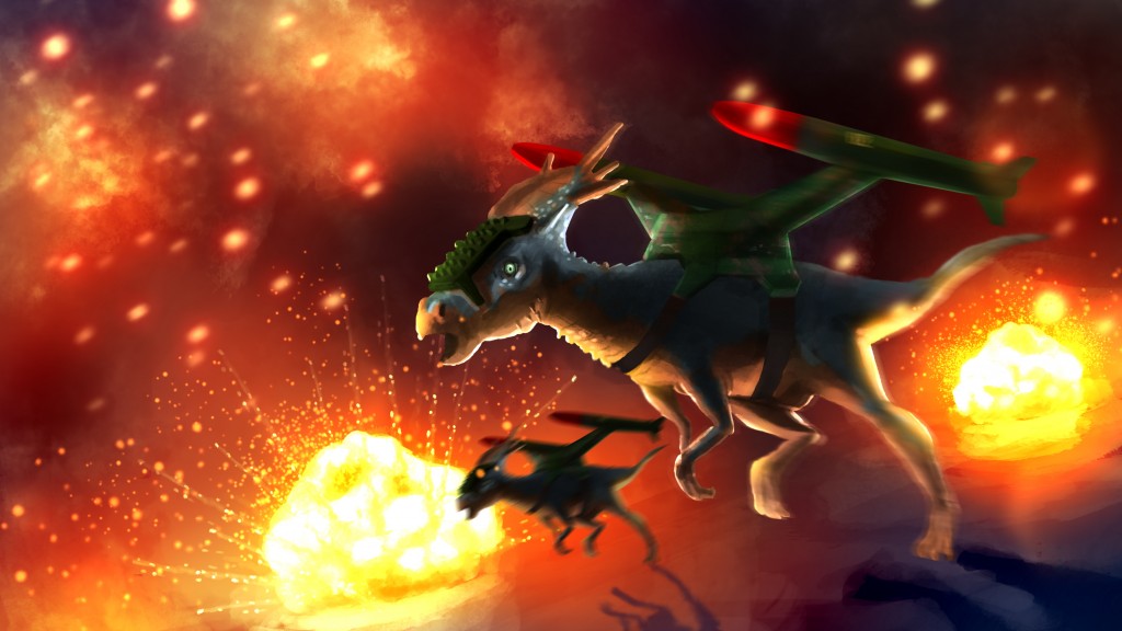 Dinosaur with weapons